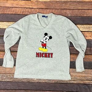 Mickey Mouse Disney Stitched Gray Fleece Pullover Women's